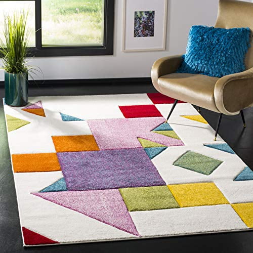 SAFAVIEH Hollywood Collection HLW702A Mid-Century Modern Non-Shedding Living Room Bedroom Accent Rug Rose Ivory 2'3 x 4' SAFAVIEH Hollywood Collection HLW702A Mid-Century Modern Non-Shedding Living Room Bedroom Accent Rug Rose Ivory 2'3 x 4'